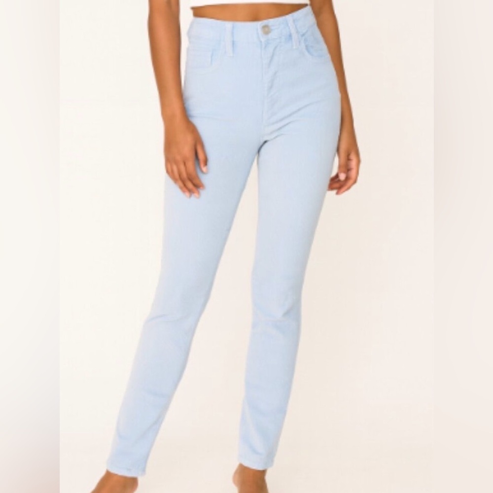 MOTHER‎ The Stunner Ankle Fray Hopscotch Stone Blue Corduroy Pants Size 26